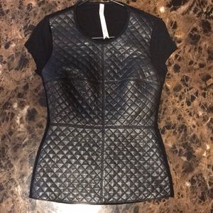 Bailey 44 short sleeve faux leather top